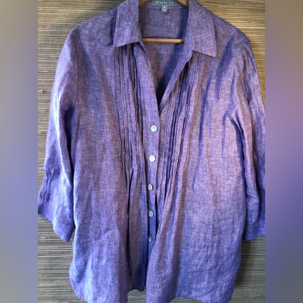 FOXCROFT linen blouse sz 16. Beautiful!